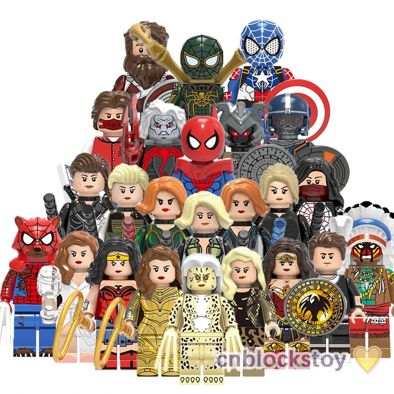 

Super Heroes Black Wonder Woman Spider Widow Diana Building Block Mini Bricks Figure Kids Educational Xmas Toy X0282 X0288 X0289