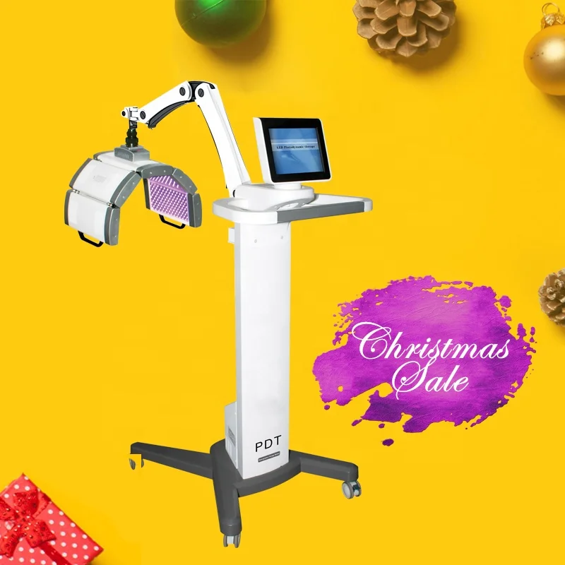 

PDT LED light therapy machine with blue infrared and yellow lights for acne pigmentation treatment in stock