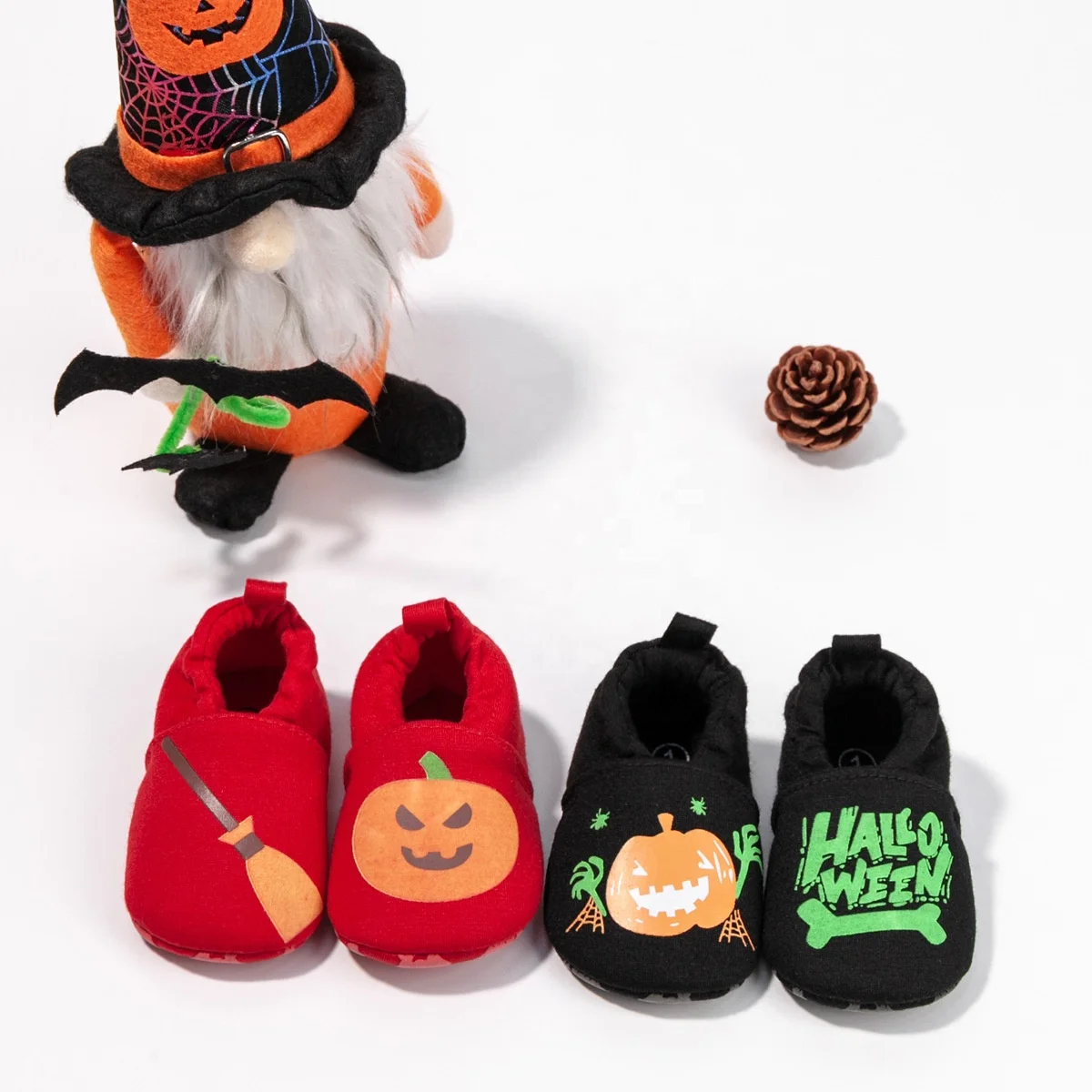 

New Halloween Glow-In-The-Dark Baby Shoes Anti-Drop Baby Shoes Cotton For Boys And Girls, Black/red