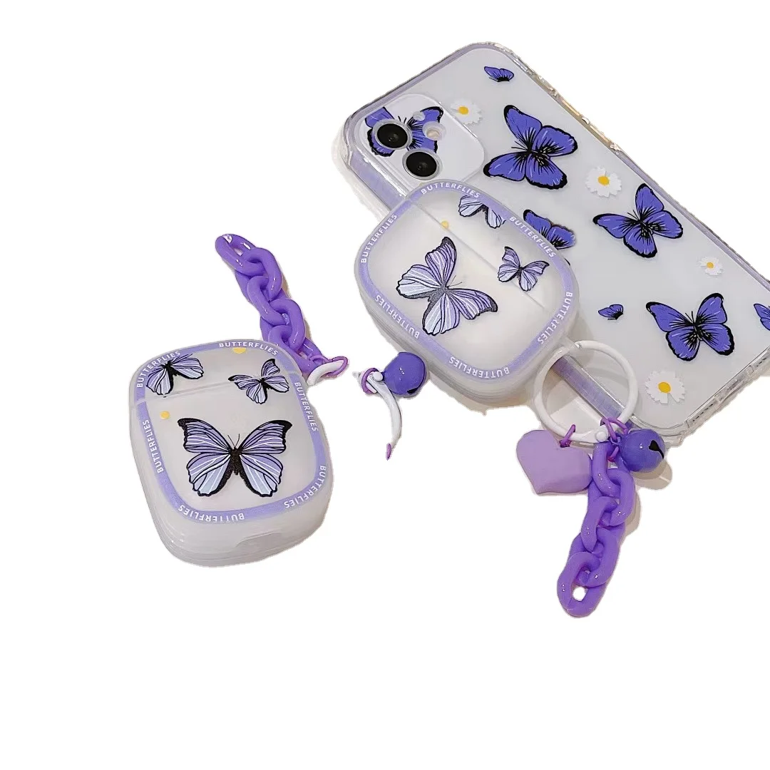 

Fashion beautiful butterfly Case love Earphone Cover Charging Box case For Airpods Pro 2, 1 design