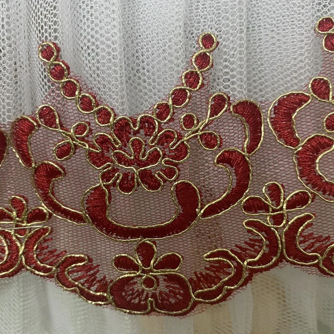 

Wholesale elegant embroidered collar lace red trim edge fabric, As pictured