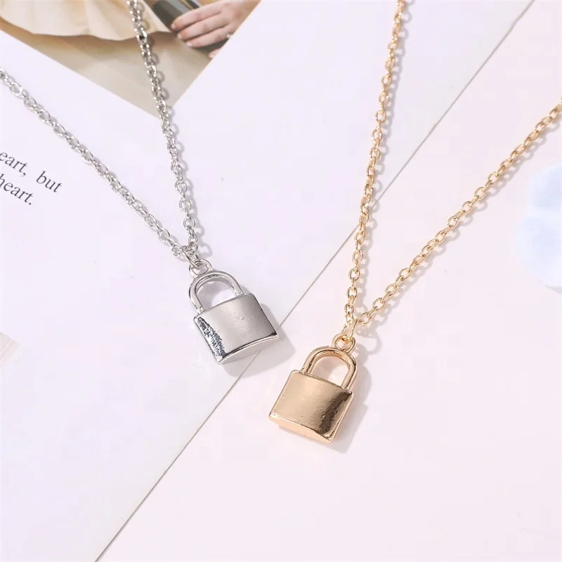 

Delicate Necklace personality ladies clavicle chain metal electroplating lock necklace, Gold silver rose gold