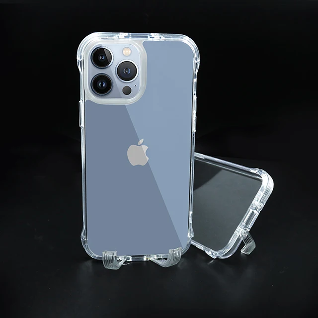 

Designer Shockproof Hard Back Cover Transparent Protective Mobile Case with Kick Stand for Iphone 12 13 Pro Max Clear Phone Case