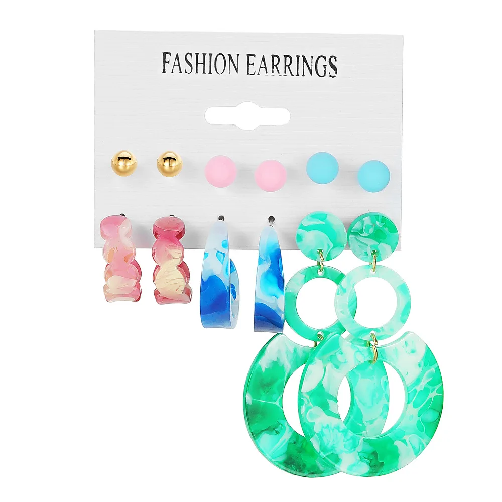 

Fashion Wholesale Bulk Acrylic Earrings Set For Women Summer Hoop Stud Earrings