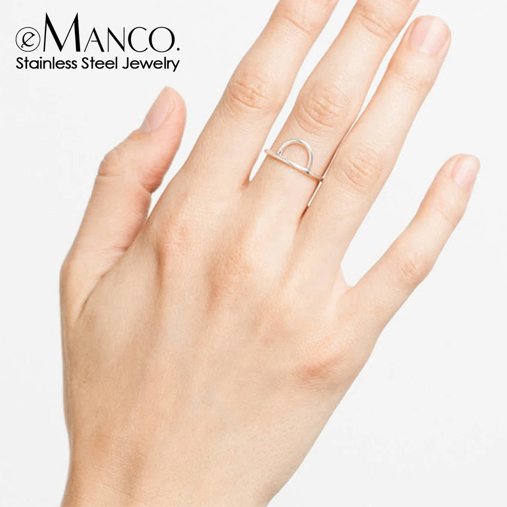 

eManco 316L stainless steel ring for women with simple geometric semicircular ring index finger ring