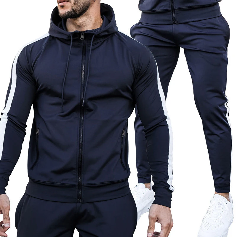 

YG242 wholesale Mens Jogging Suits Sweatsuit Striped zip up Tracksuit Pants Hoodie sets