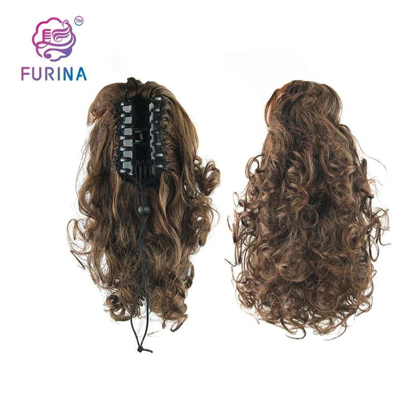 

2020 New style synthetic hair ponytails small curly claw ponytail natural wave beautiful for young girl, Pure colors/ombre color/ customized colors