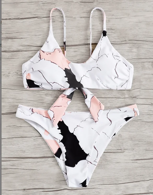 

Printed bikini split swimsuit with bandage swimsuit swimsuit, Picture