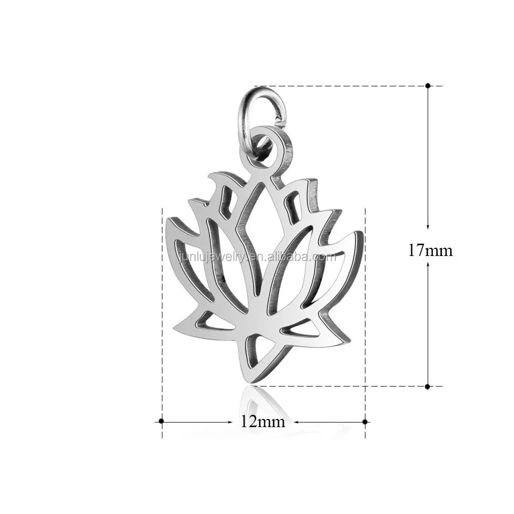 Diy Wholesale Gold Lotus Flower Charm Pendant Jewelry Accessory Stainless Steel Lotus Pendant