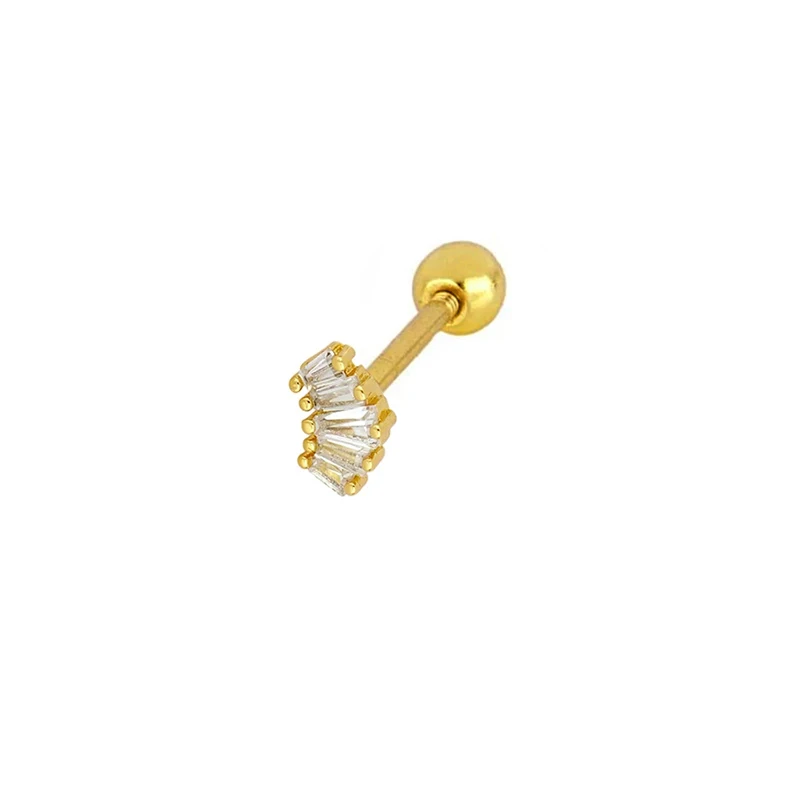 

CANNER 18k gold plated pop Geometric triple diamond Piercing Stud Earrings Body Piercing Fashion S925 Sterling Silver Jewelry