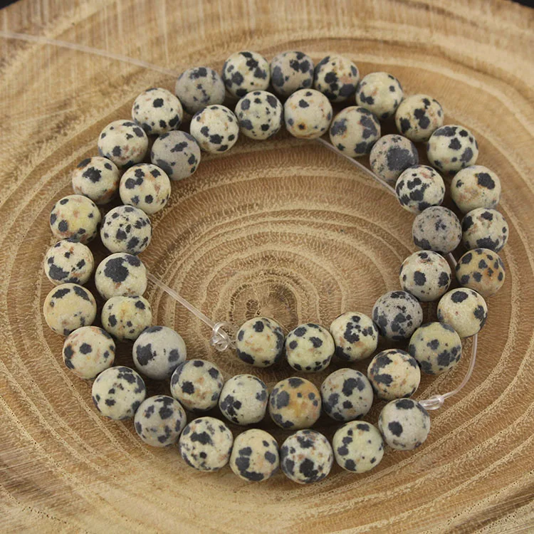 

SB6518 4mm 6mm 8mm 10mm 12mm Round shape natural gemstone matte dalmatian jasper beads