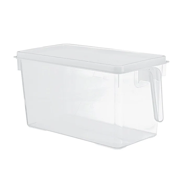 

Kitchen Fridge Vanity Clear Spinning Organization plastic storage container boxes bin, White