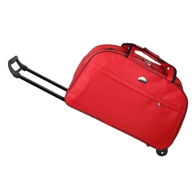 

Classic Red Large Container Waterproof Portable Trolly Wheeled Poll Rod Luggage Organizer Travel Duffle Bag, Multi colors