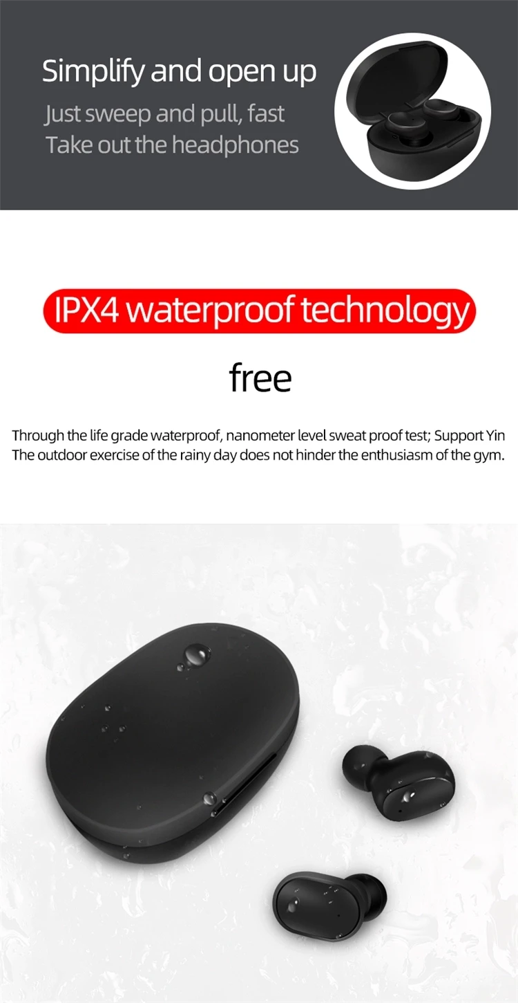 Earphone Earbuds Free Shipping Cheap Sports Black TWS HiFi Handsfree Noise Canceling Stereo Music - ANKUX.COM