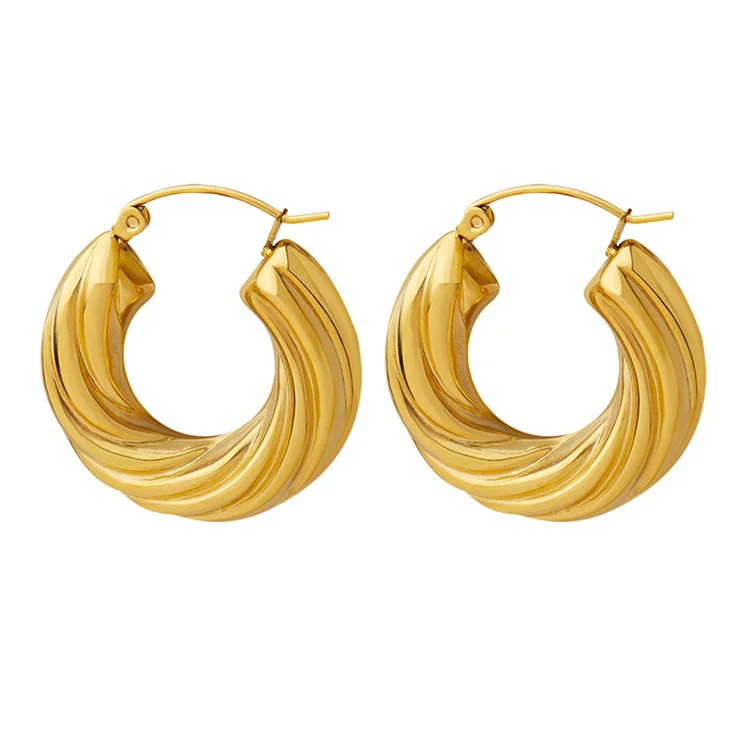 

High end jewelry stainless steel ear clip earring gold plated hoop earring