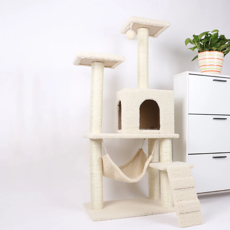 

Supplier wholesale luxury cat apartment interactive toy cat tree bed scratching funny custom size pet tree
