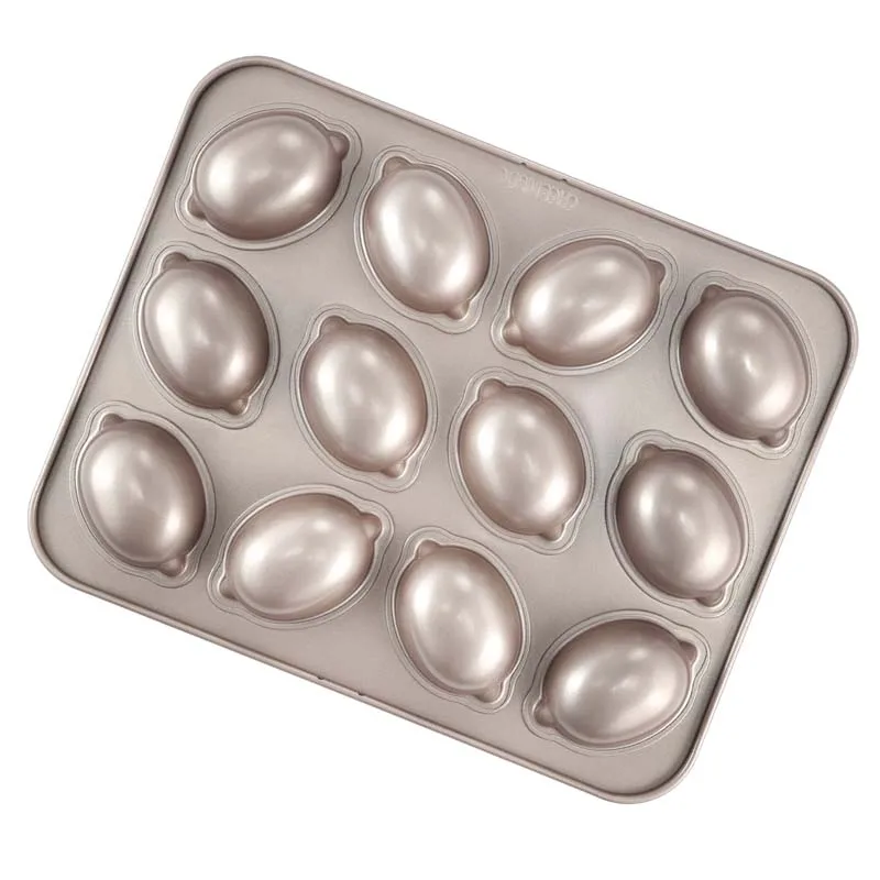 

CHEFMADE Muffin Cake Pan 12-Cavity Champagne Gold Lemon Shaped Bakeware 12 Cup Non-Stick Lemon Cake Mould