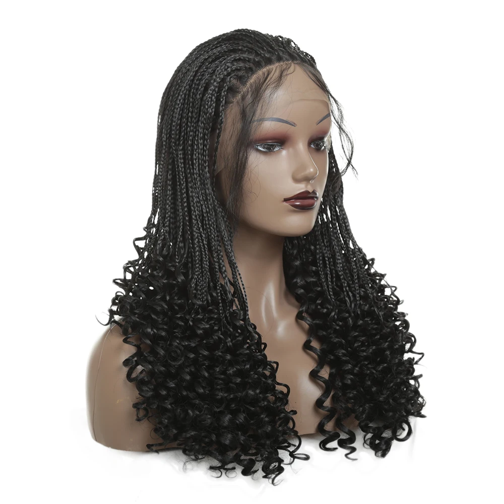 

13x6 Lace Wigs High Temperature Fiber Hair Synthetic Lace Front Wig Long Braided Box Braids Wigs for Women, Black color