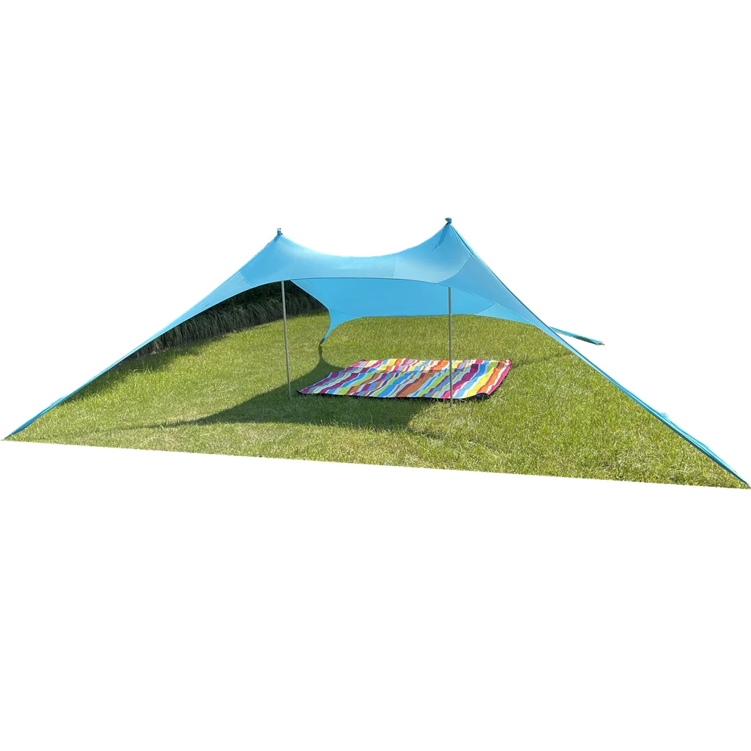 

UPF 50 UV protection & water resistant beach shade with sandbag anchors stretch tent camping outdoor, Navy,blue or customized