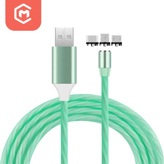 

Luminous LED Lighting 3 IN 1 Usb Cable Magnative Basic Magnetic Charging Cables For Cell Phones, White / red / blue / green