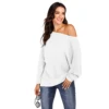 Women's long sleeve loose sweater ladies winter knitted pullover Dew shoulder sweater
