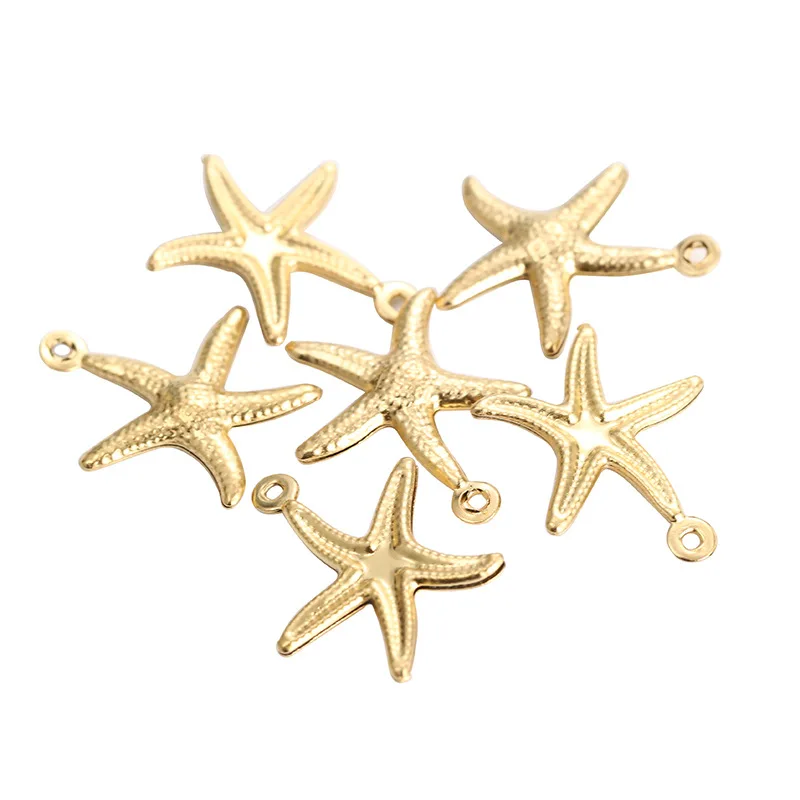 

304 Stainless Steel Starfish Color-Preserving Gold Plated Pendant Diy Jewelry Accessories, As picture