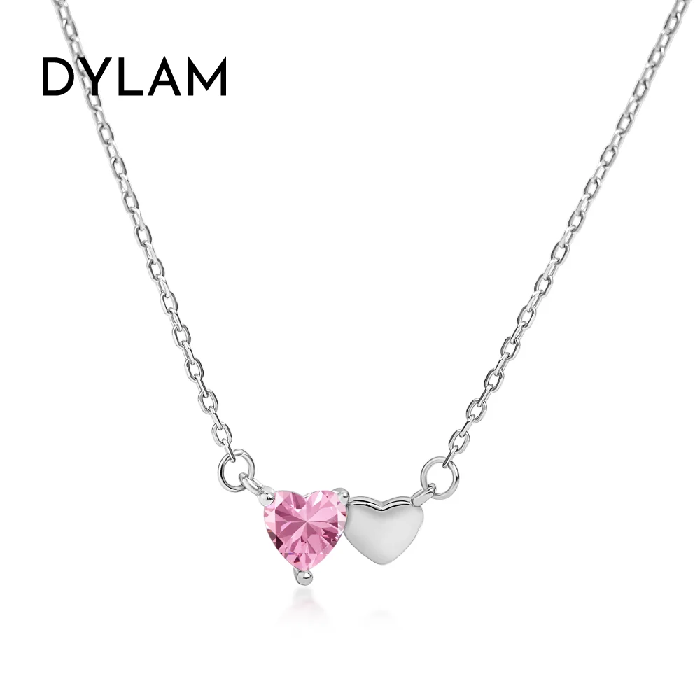 

Dylam Trendy In Stock No Moq 18K Gold Plated 925 Sterling Silver CZ Diamond Heart Shape Pendant Necklace for Women