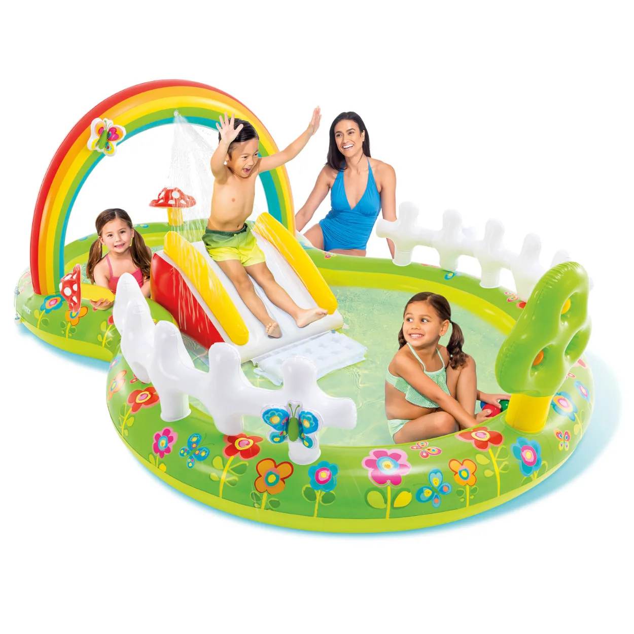 

INTEX57154 Inflatable Bouncy House Butterfly Water Slide Kids Jumping Castle Inflatable Bouncer With Pool For Family Use, Picture shows