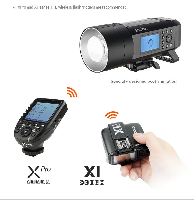 

AD400Pro All-in-One camera Flash Light Speedlite 2.4G Wireless X System Built-in Battery TTL Auto Flash GN72 1/8000s HSS