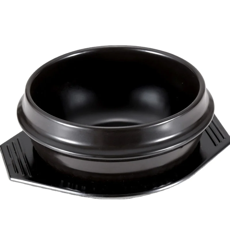 

Hot selling Round Shape Black Stone Bowl Bibimbap Bowl for Home and Dining Hall Use