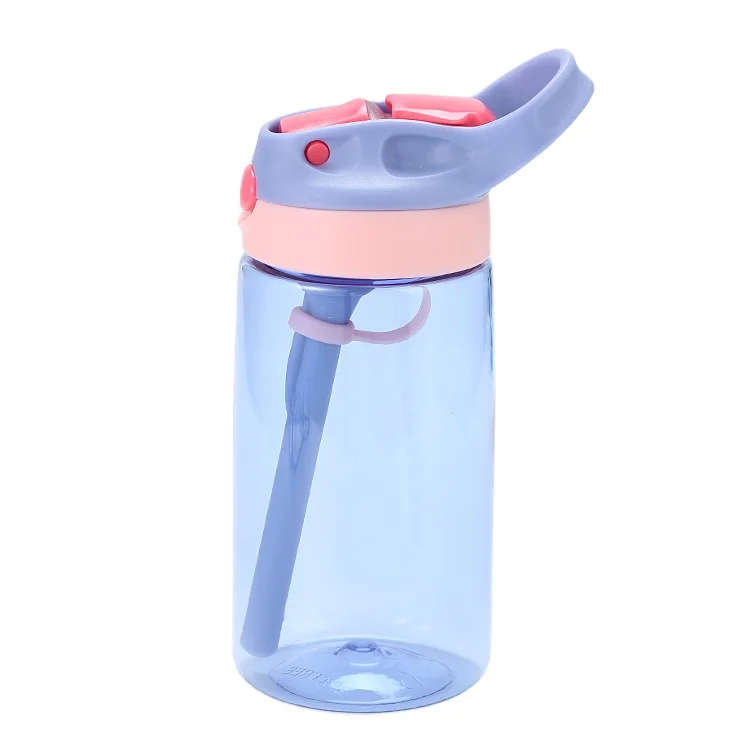 

Plastic kids water bottle bpa free tritan straw drinking bottle with handle, Blue,red,green and purple