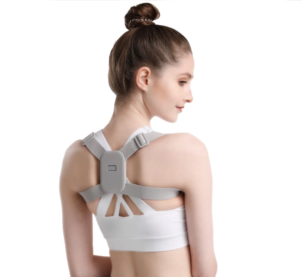 

Smart Back Straightener Posture Corrector With Intelligent Sensor Vibration Reminder Adjustable Back Posture Brace Smart Posture, Gray