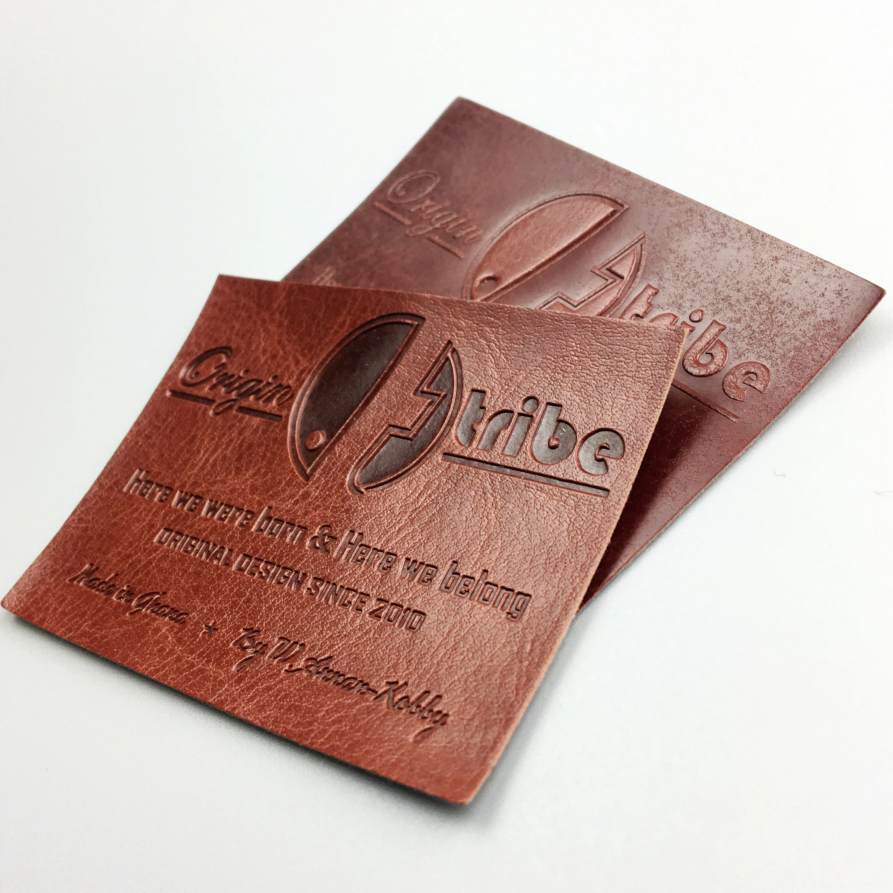 

High Quality Hot Stamping Custom Logo Embossed Real Leather Labels Patches for Jeans and Bags