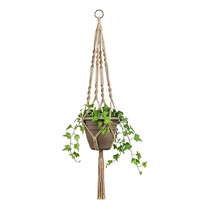 

Dropshiping 4 Pcs Macrame Plant Hangers Hanging Planter Basket Decorative Flower Pot Holder Jute Rope for Indoor Outdoor, As shown
