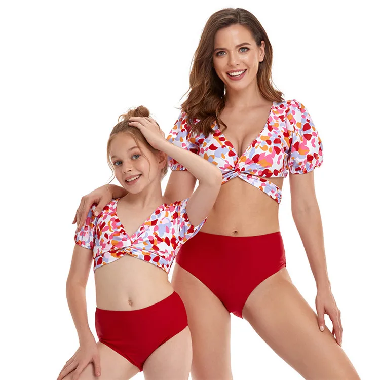 

2021 Swimwear & Beachwear Mother and Daughter Matching Swimwear Sexy Bikini Two Piece Floral Bikini Set, Multi-colored options
