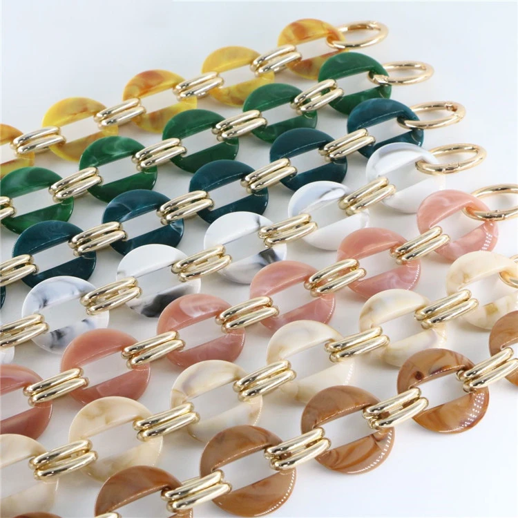 

2021 Hot Chic Resistant Acrylic and Metal Candy-Colored Cute Round Chain Acrylic Strap For Handbag, As picture