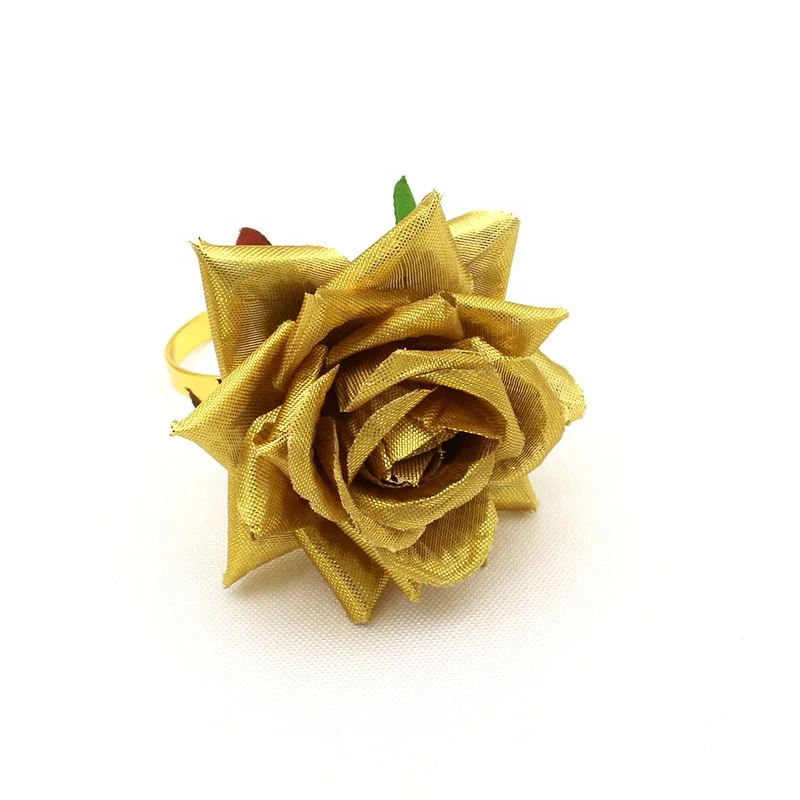 

Gold Rose Shape Towel Buckle Napkin Ring Wedding Party Hotel Dinning Table Decor Anniversary Home Decoration HWW01