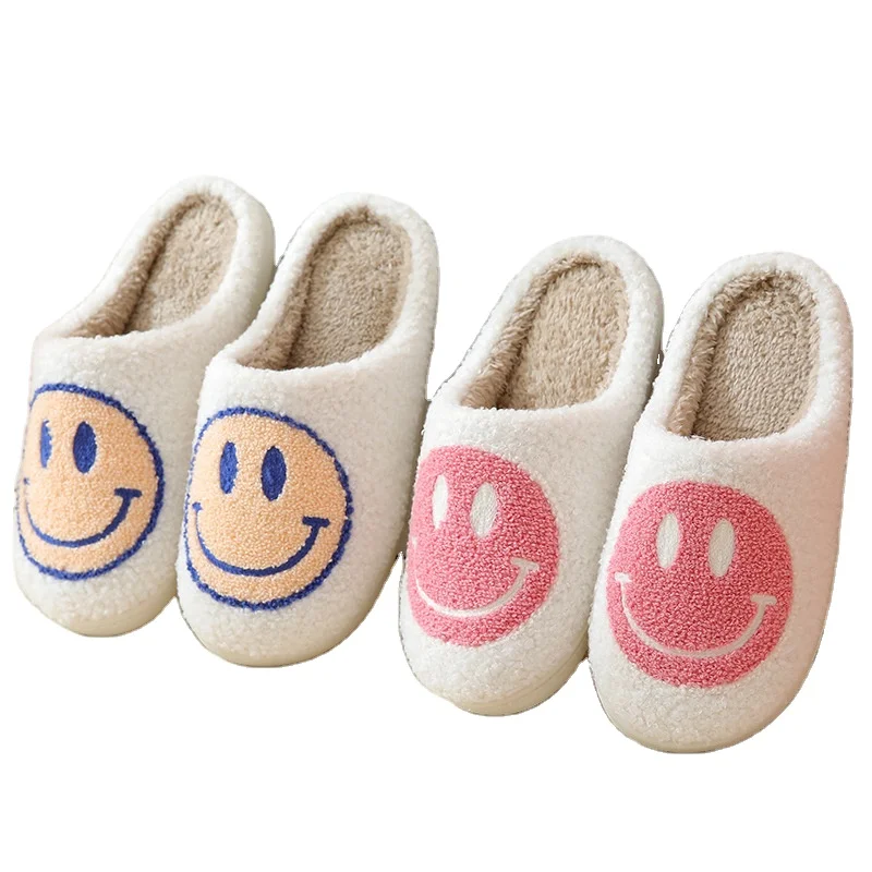 

smiley face slippers autumn and winter couple smile slippers women home cute cartoon indoor smiley slippers, Picture