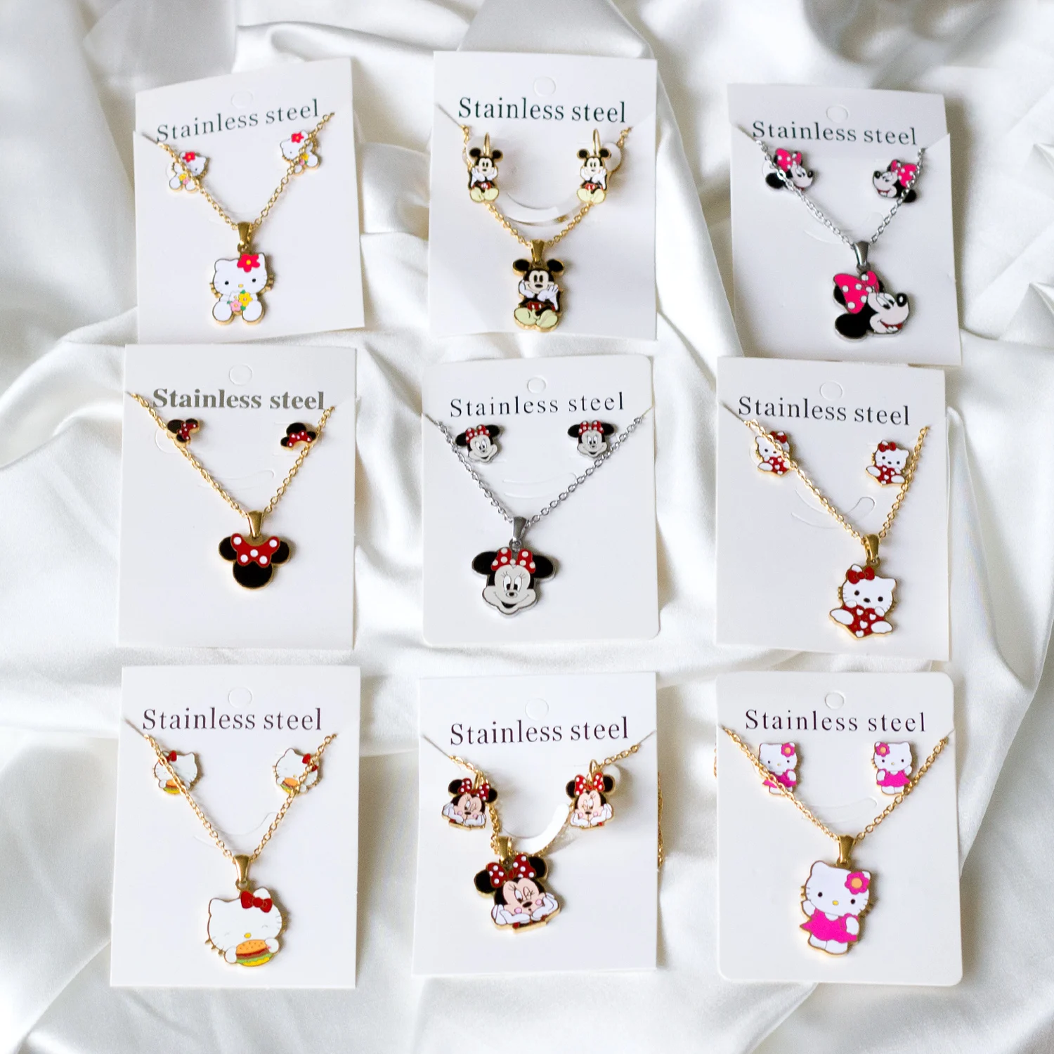 

High Quality Jewelry Sets Hello Kitty Jewelry Set Gold Costume Jewelry Set For Kids, Gold and silver