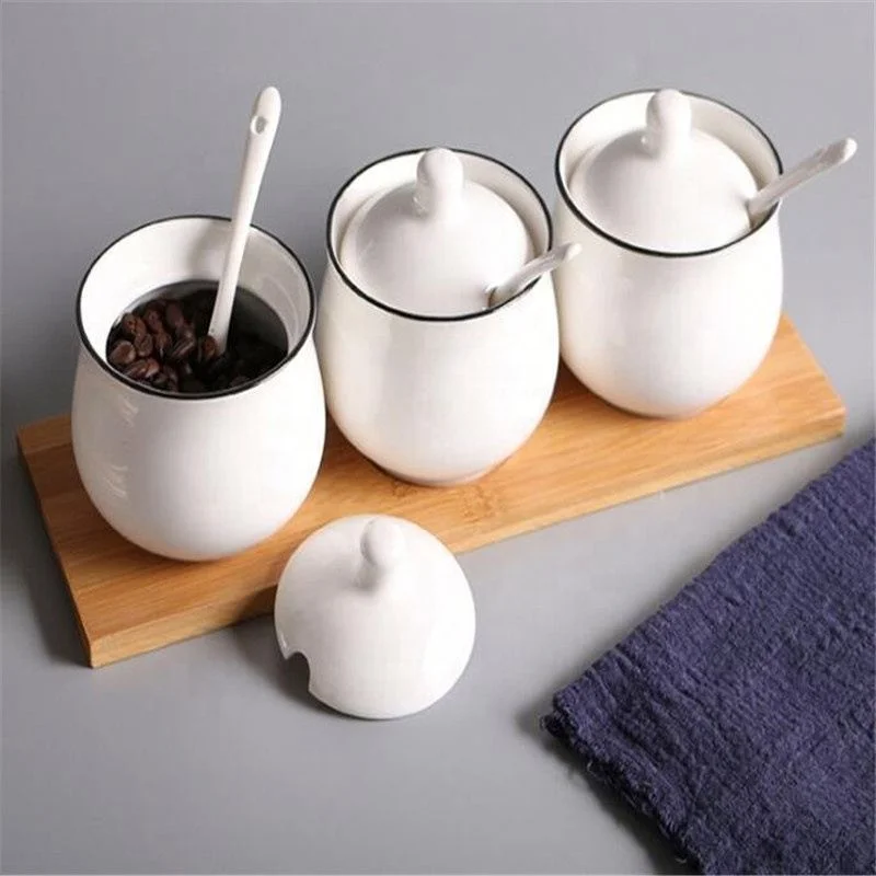 

Pottery Round White Storage Bottles