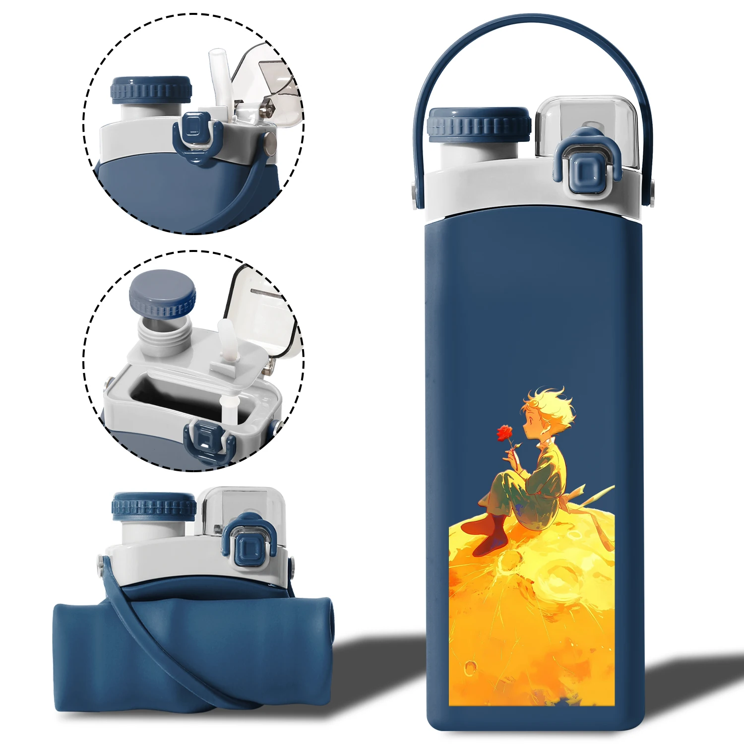 600ml BPA Free Food Grade Silicone Collapsible Reusable Foldable Dishwasher Safe Eco-Friendly Water Bottle for Sport Gym Camping