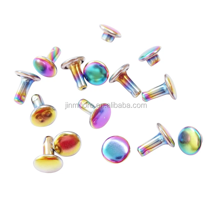 

Rainbow Double Cap Rivet Round Domed Studs Fastener Snap Prong Studs