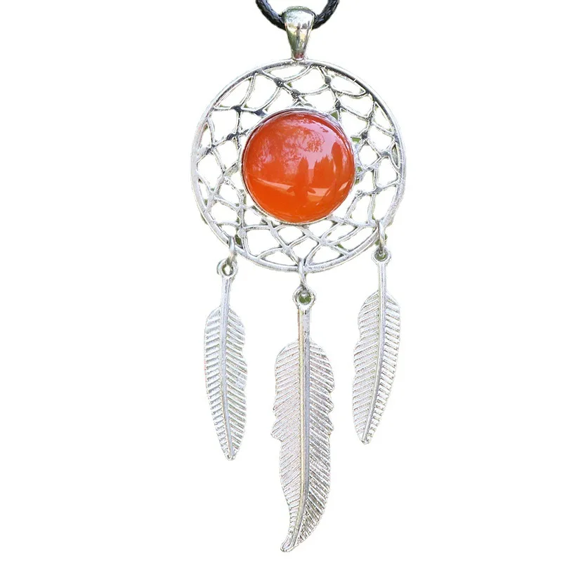 

Crystal Stone Agate Dream Catcher Necklace Pendant Natural Stone Dream Catcher Wind Chimes Pendant Jewelry