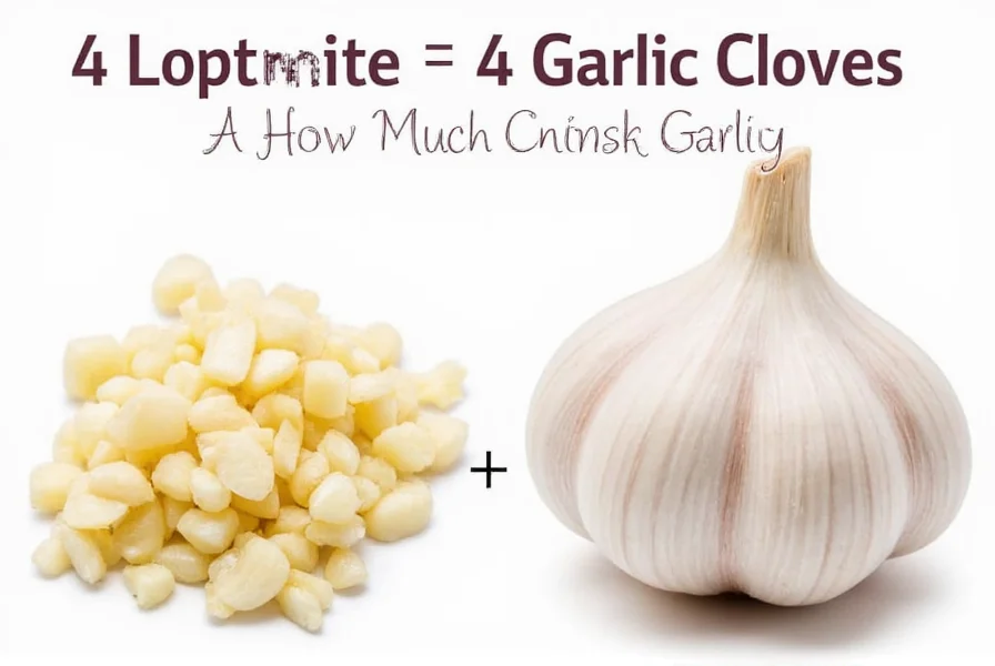 Garlic measurement chart showing cloves to tablespoon conversion