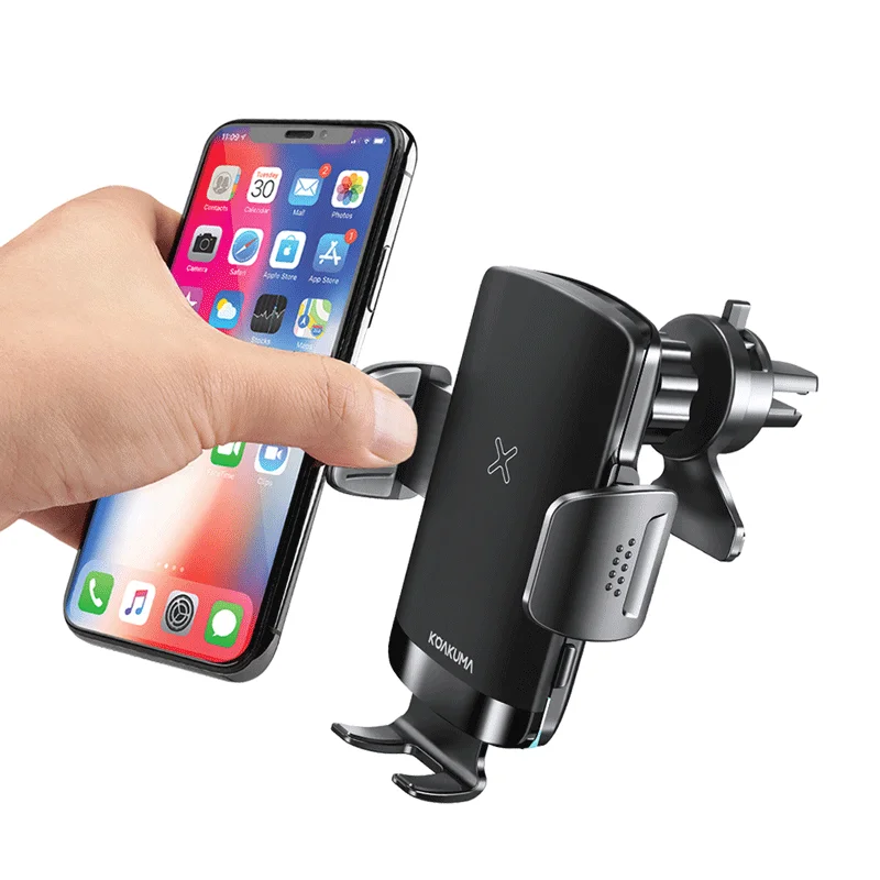 

Amazon Best Seller Qi Qc3.0 Fast Quick Charge Auto Clamping 15w Car Wireless Charger Mount, Black