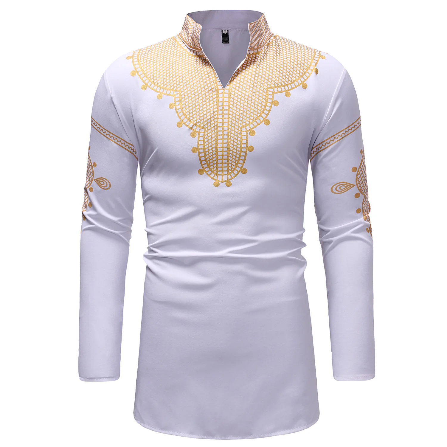 

MXCHAN SJH11013 african mens traditional style stand-up collar and gilding clothing dashiki African men