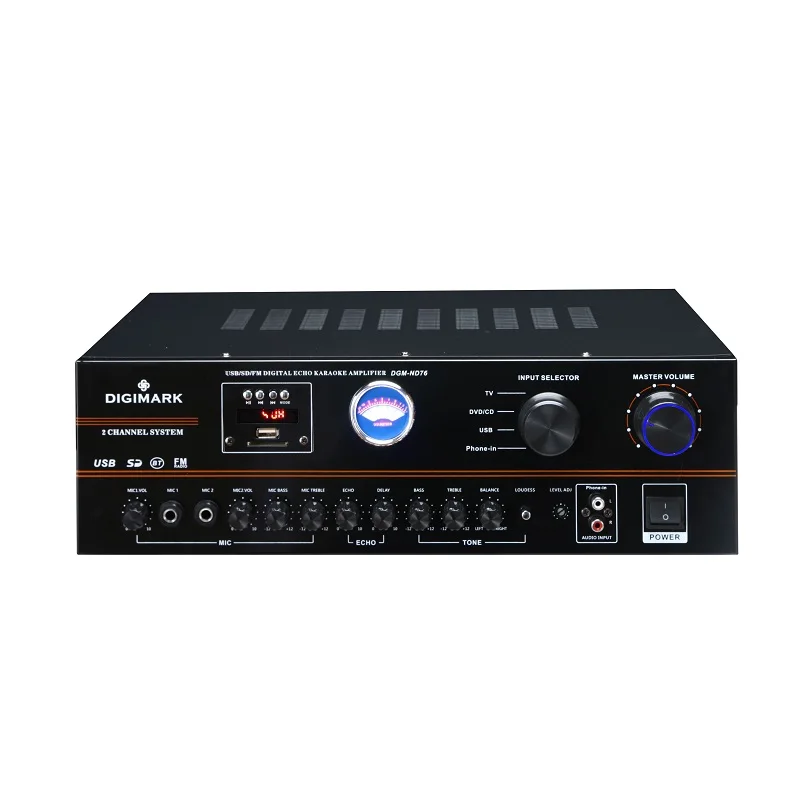 

Professional amplifier with LED display Amplifier with BT/FM /2MIC Input of Pre-mobile Phone ND-76, Black