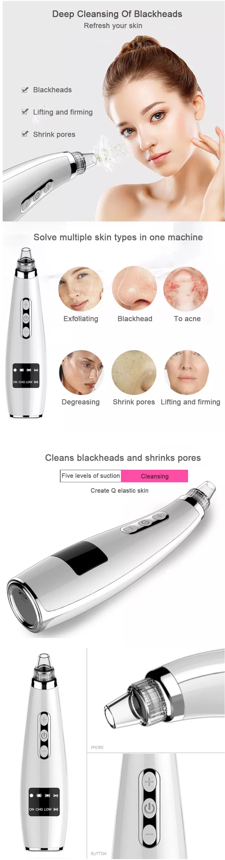 skin care best new nose portable acne facial beauty electric electronic pore cleaner vacuum suction whitehead blackhead remover
