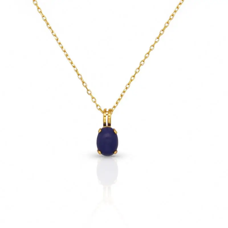 

Chris April new arrival fine jewelry 925 sterling silver gold plated Lapis lazuli pendant necklace, Yellow gold