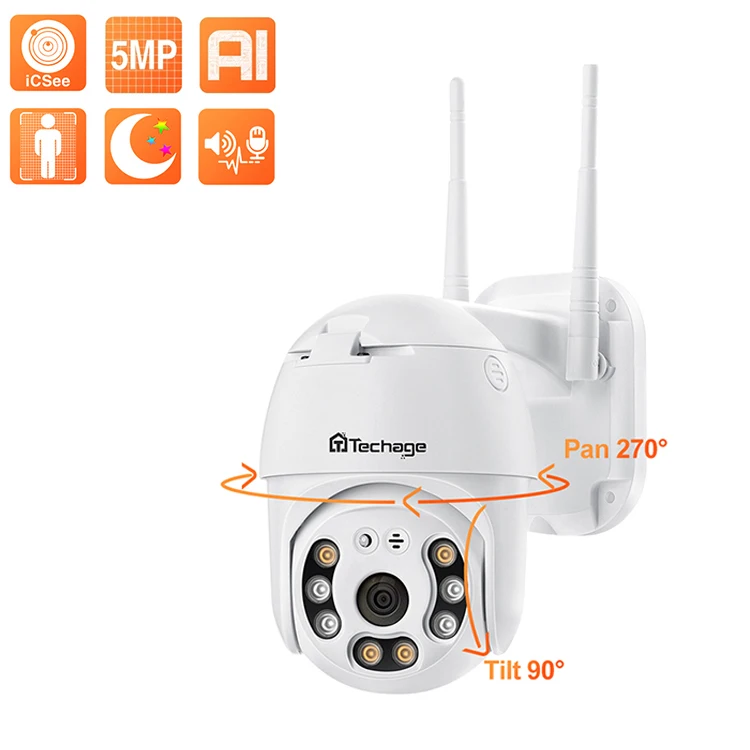 

5MP HD Wireless IP PTZ Camera TF Card Slot P2P Remote PAN-TILT Wifi Security Dome Camera for home